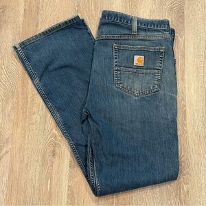 Carhartt Rugged Flex Bootcut Jeans Mens 38x34 Blue Relaxed Fit 5 Pocket Workwear
